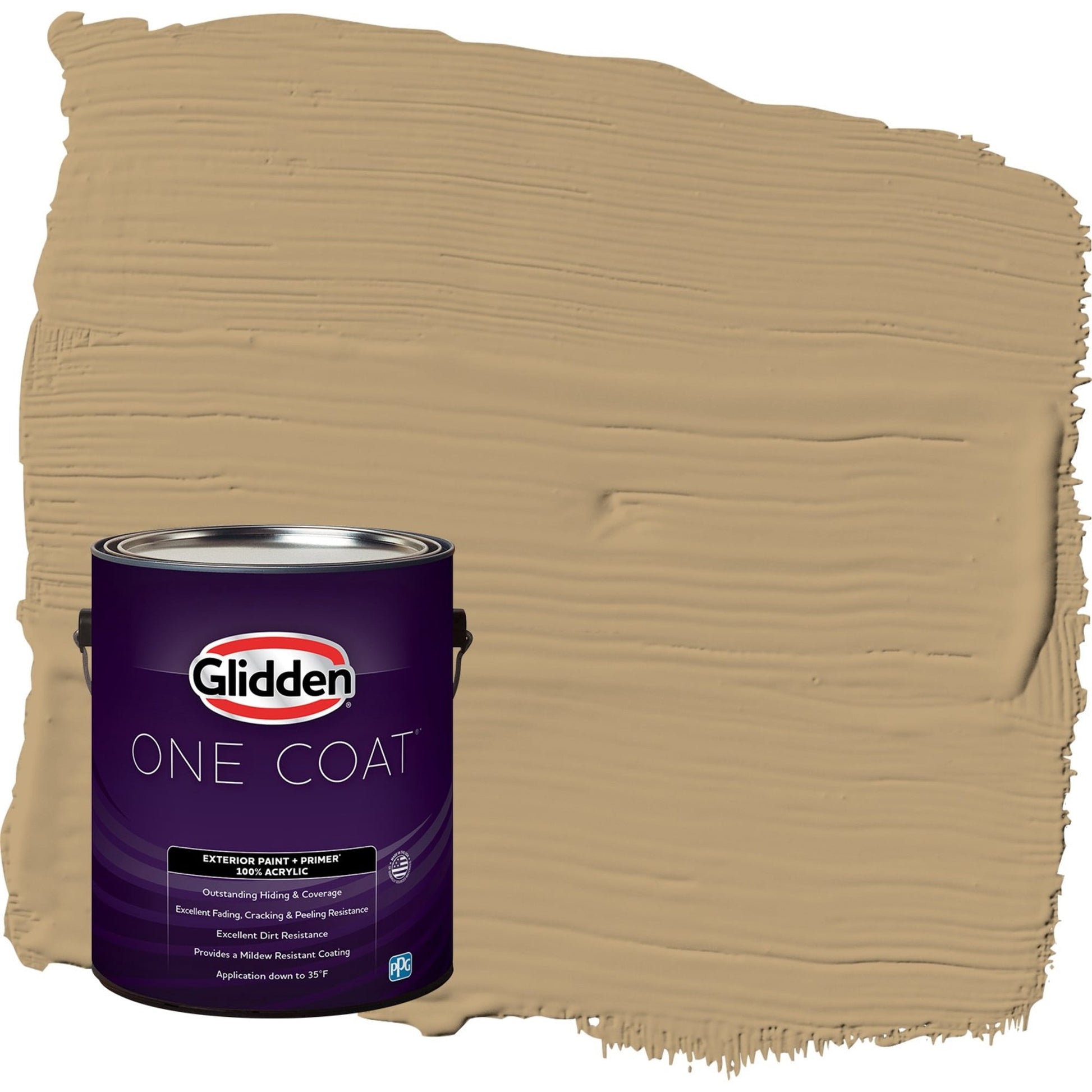 Glidden One Coat Earthy Ocher / Beige Semi-Gloss Exterior Paint with Primer, 1 Gallon