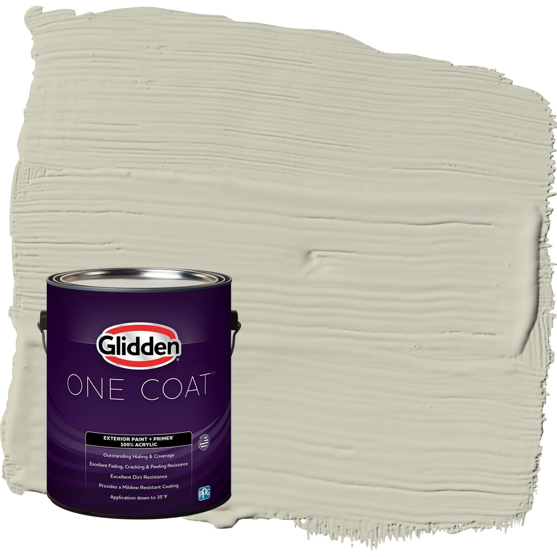 Glidden One Coat French Gray Linen / Grey Semi-Gloss Exterior Paint with Primer, 1 Gallon