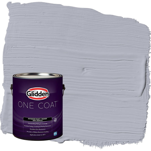 Glidden One Coat Glistening Gray / Grey Satin Exterior Paint with Primer, 1 Gallon