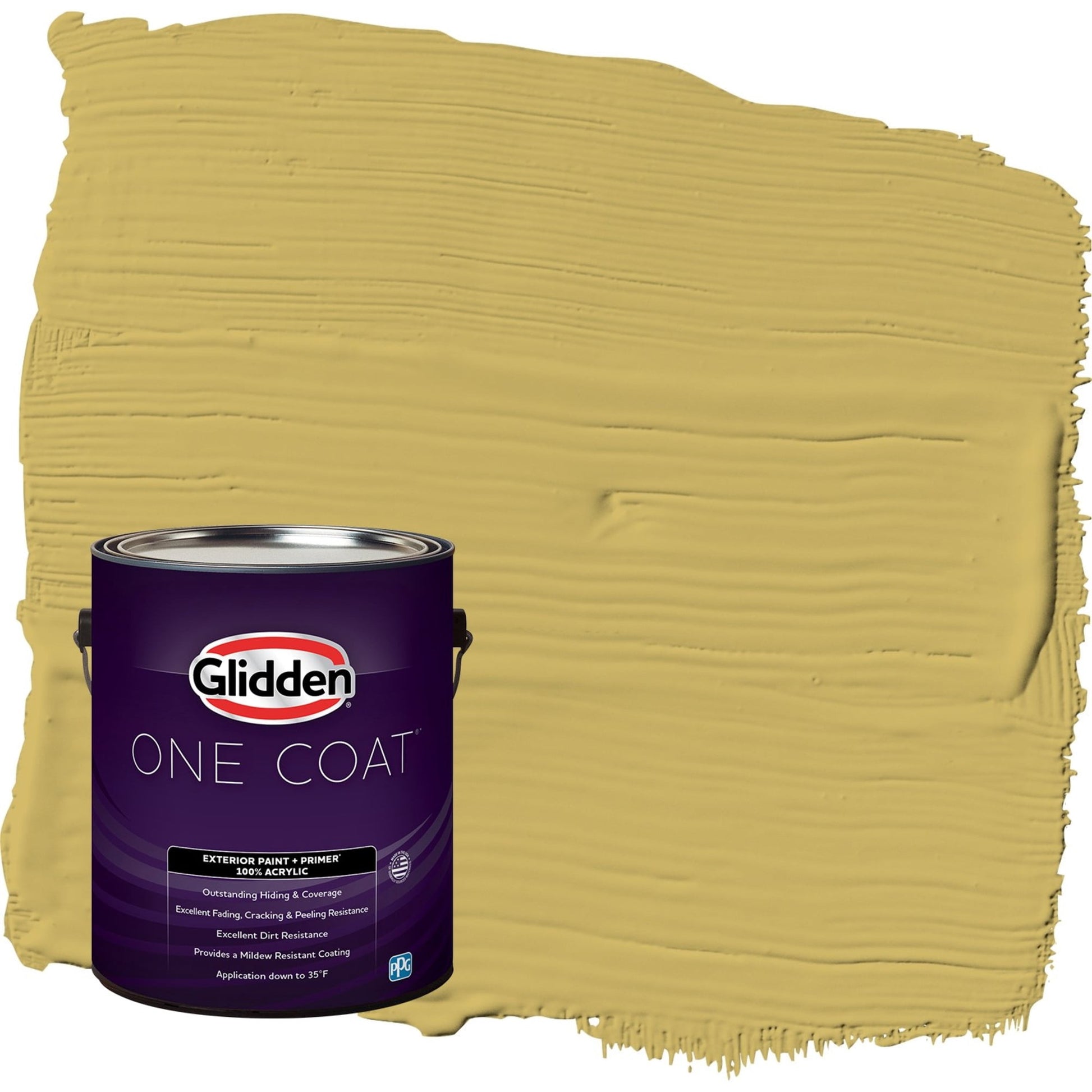 Glidden One Coat Split Pea Soup / Green Semi-Gloss Exterior Paint with Primer, 1 Gallon