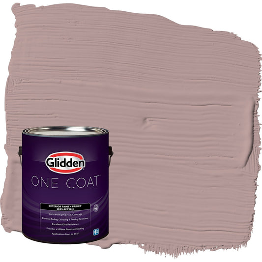 Glidden One Coat Tawny Mushroom / Pink Satin Exterior Paint with Primer, 1 Gallon