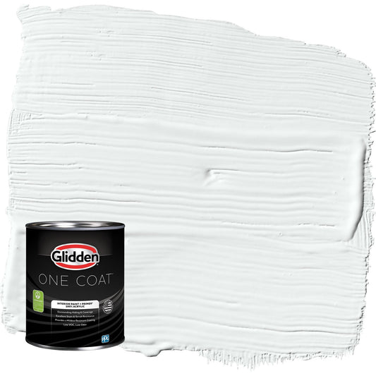 Glidden One Coat Moonlit Snow / Gray Semi-Gloss Interior Paint with Primer, 1 Quart