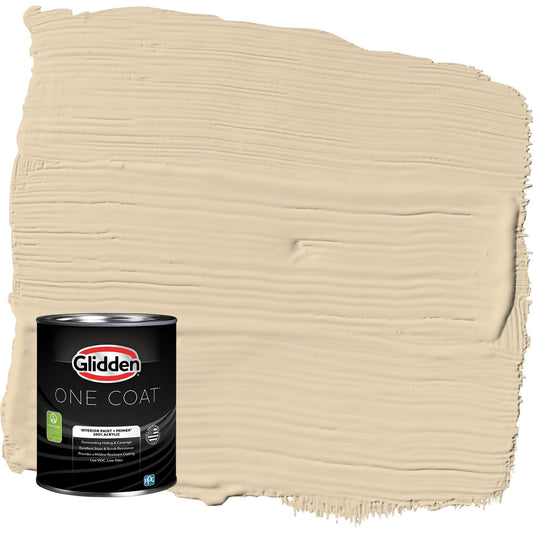 Glidden One Coat Almond Cream / Beige Semi-Gloss Interior Paint with Primer, 1 Quart