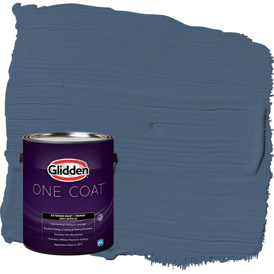 Glidden One Coat Blue Fjord / Blue Flat Interior Paint with Primer, 1 Gallon