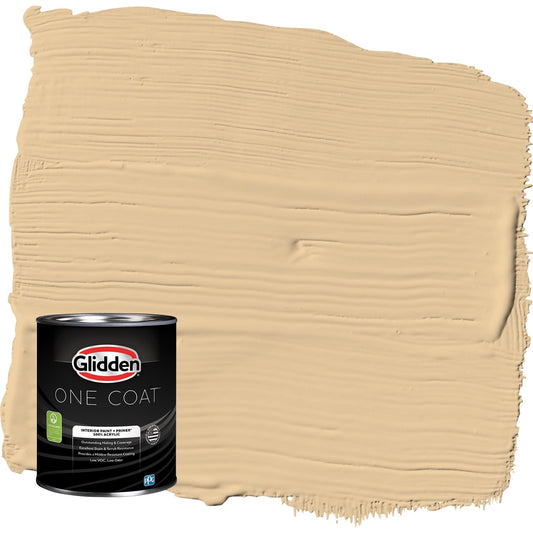 Glidden One Coat Faint Fawn / Yellow Eggshell Interior Paint with Primer, 1 Quart