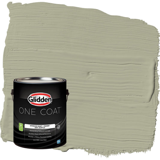 Glidden One Coat Photo Gray / Green Semi-Gloss Interior Paint with Primer, 1 Gallon