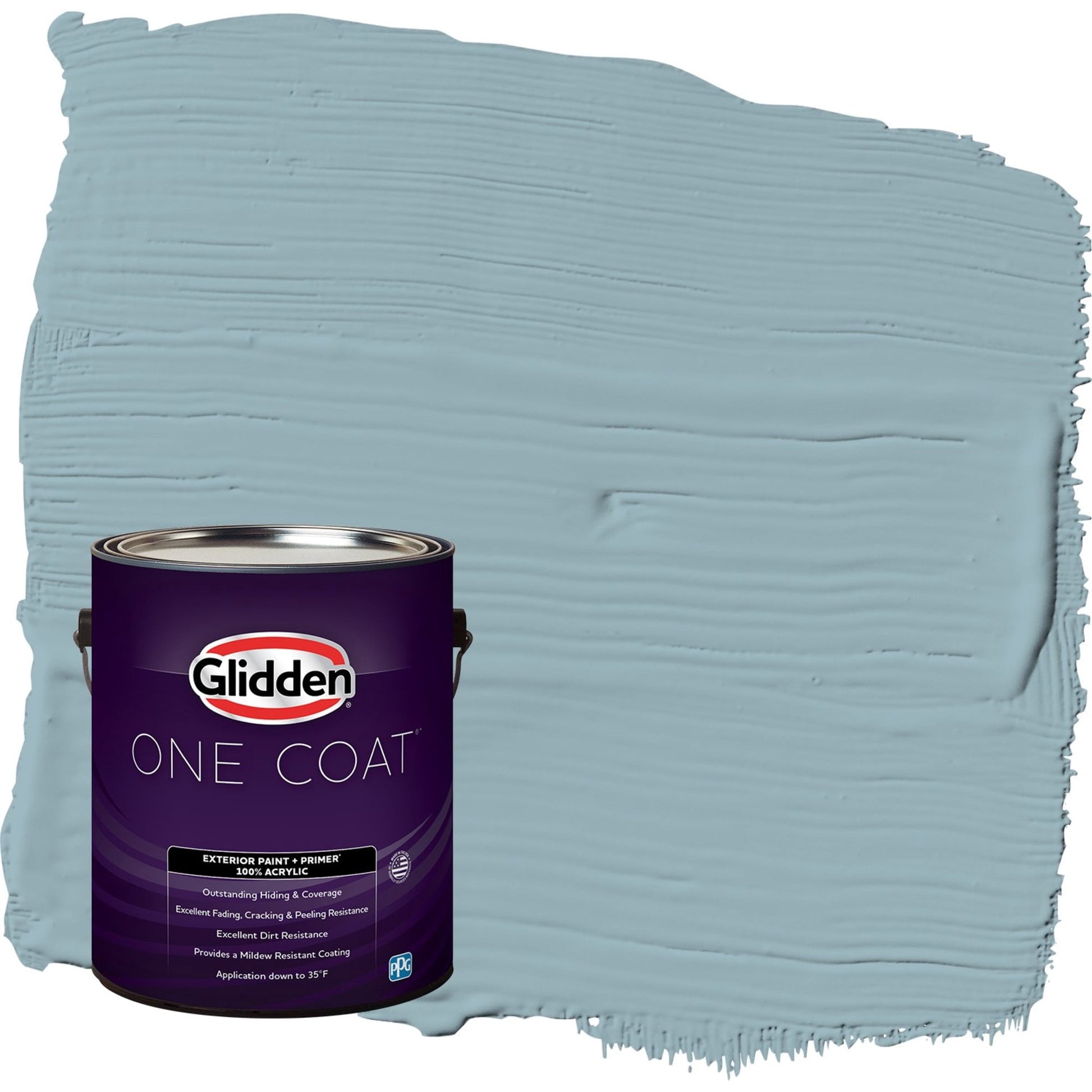 Glidden One Coat Mountain Stream / Blue Satin Exterior Paint with Primer, 1 Gallon