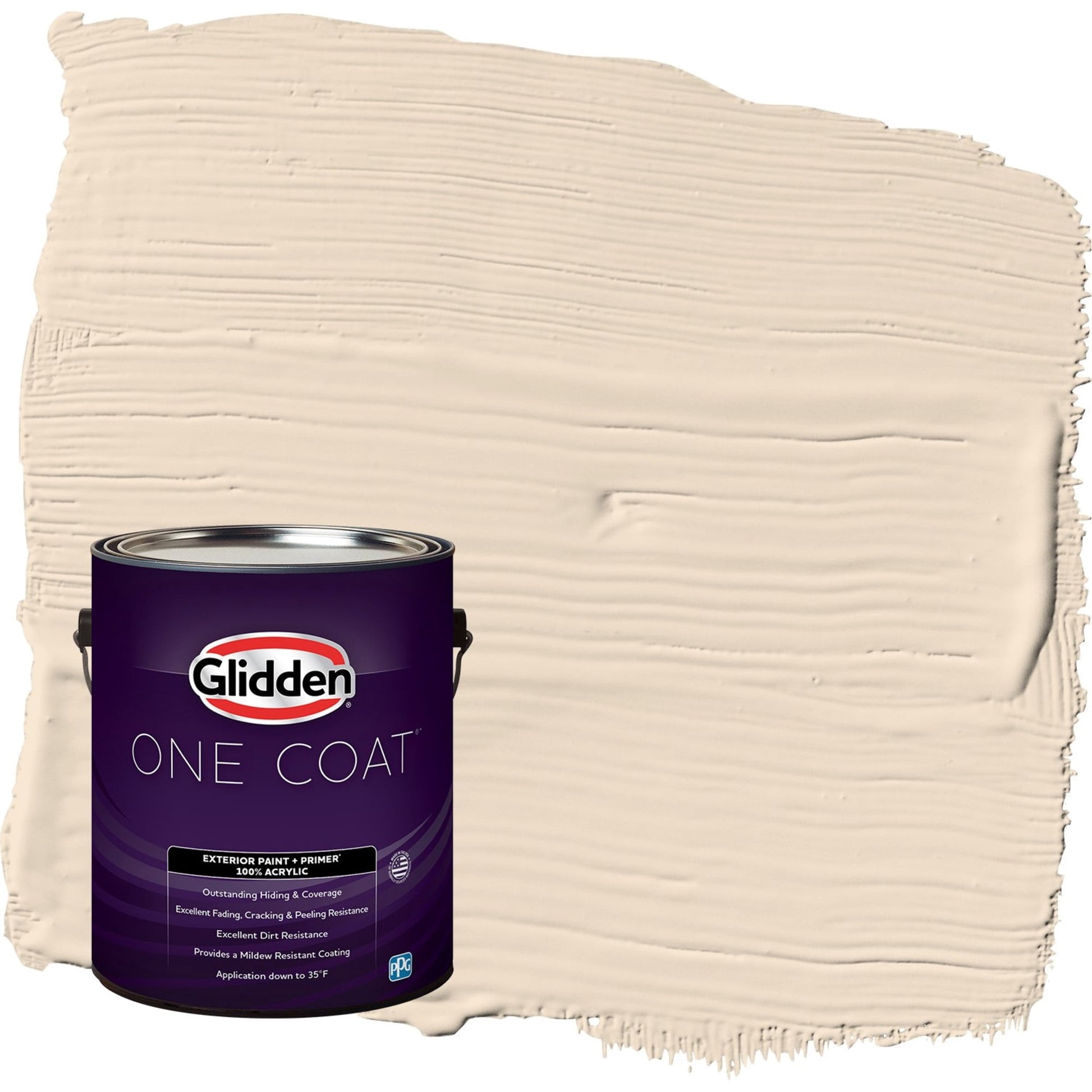 Glidden One Coat Oatmeal Cookie / Beige Flat Exterior Paint with Primer, 1 Gallon