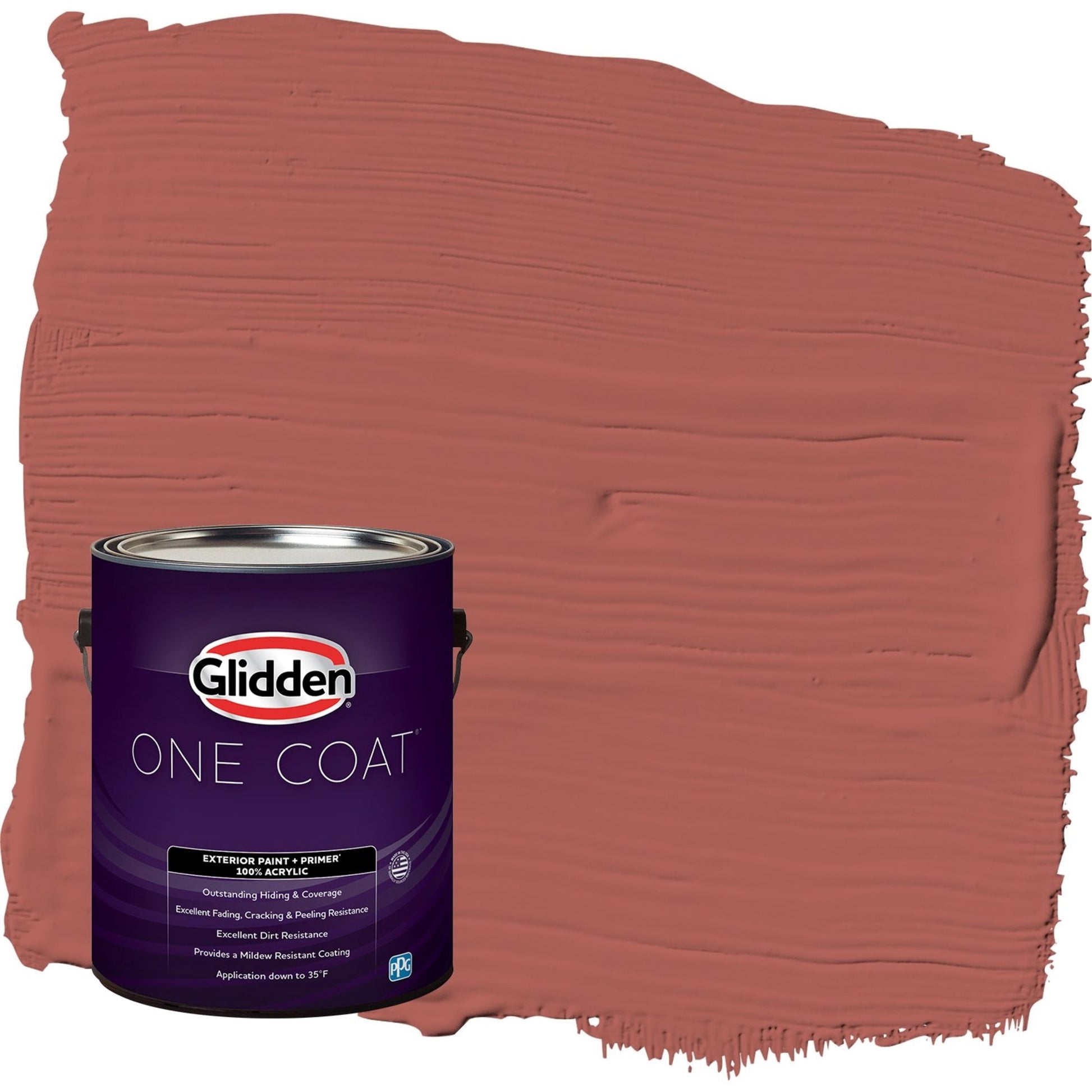 Glidden One Coat Pizza Pie / Red Flat Exterior Paint with Primer, 1 Gallon