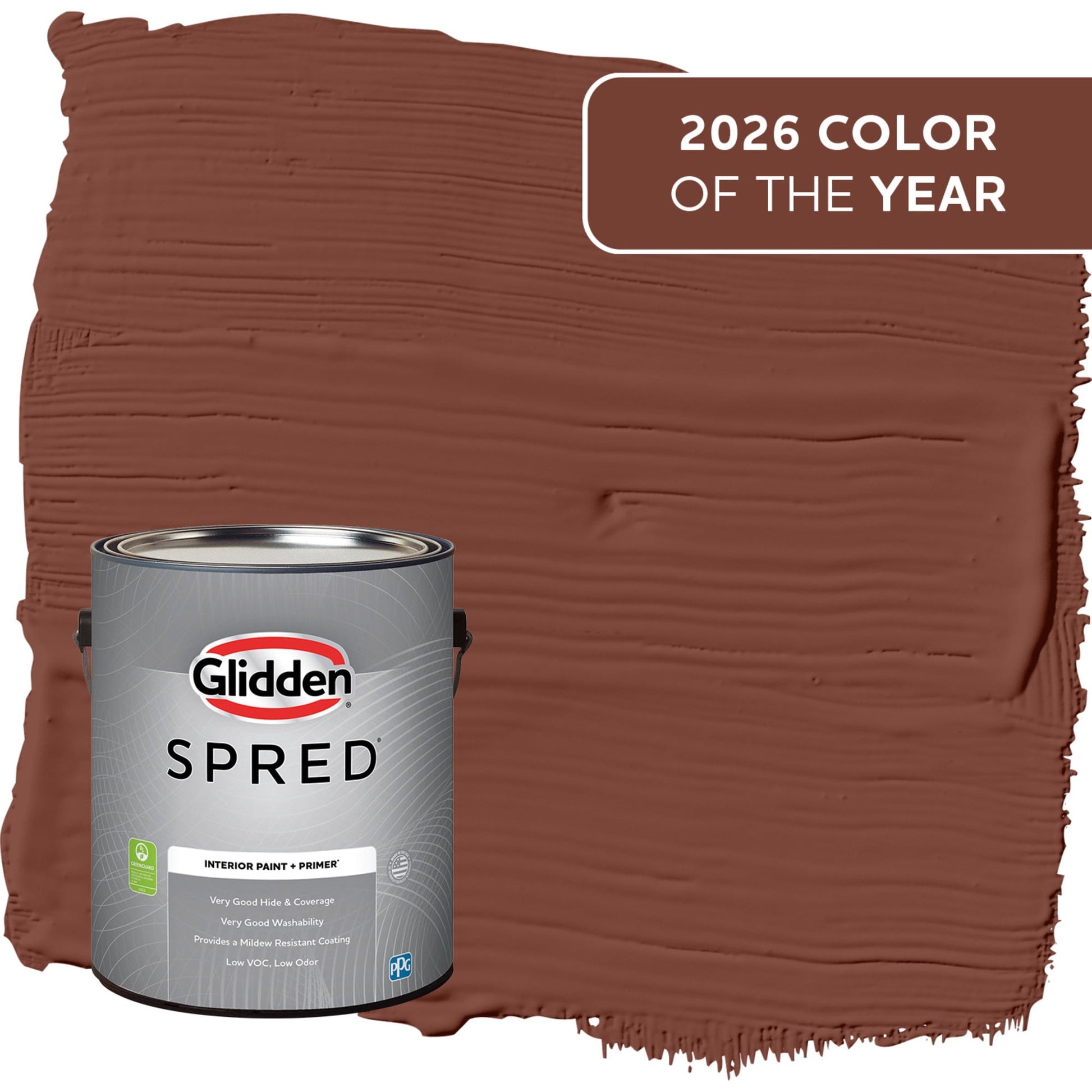 Glidden Spred Warm Mahogany / Red, Semi-Gloss Interior Paint with Primer, 1 Gallon