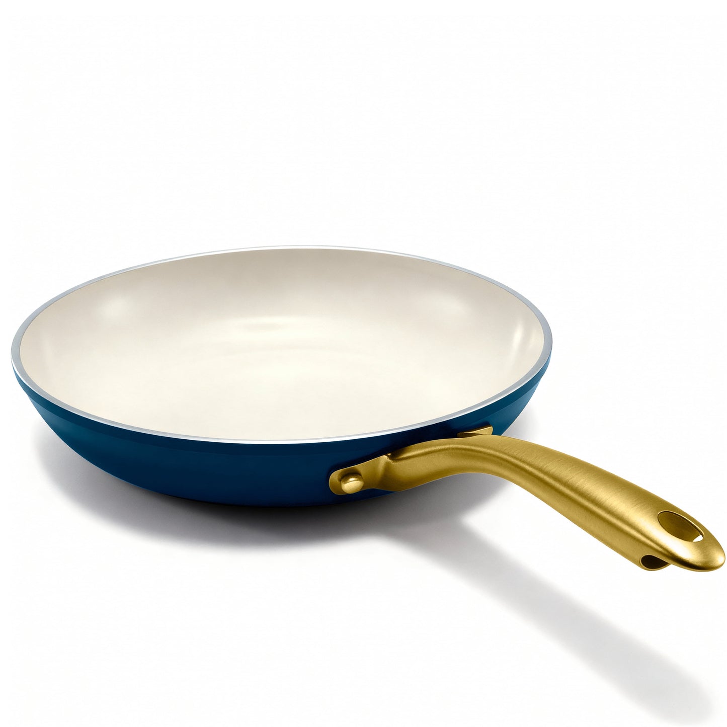 Gotham Steel Natural Nonstick Frying Pan 11" inch Skillet Cooking Ceramic Fry Pan Kitchen Induction Cookware, Navy Cream