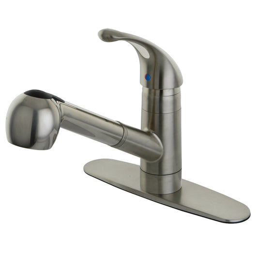 Kingston Brass GSC888NCLSP Single-Handle 1-or-3 Hole Deck Mount Pull-Out Sprayer Kitchen Faucet in Brushed Nickel