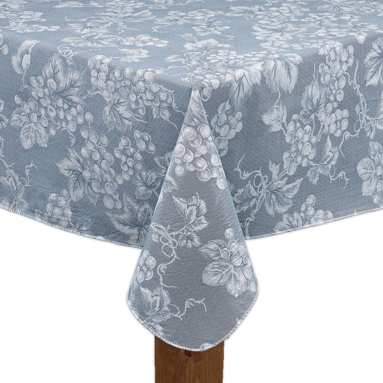 Grape Vine Premium Vinyl Table cover - 70" Round, Blue