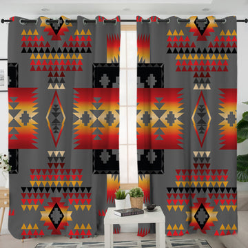 Gray Pattern Native Living Room Curtain