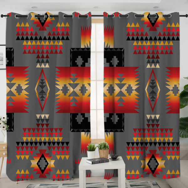 Gray Pattern Native Living Room Curtain