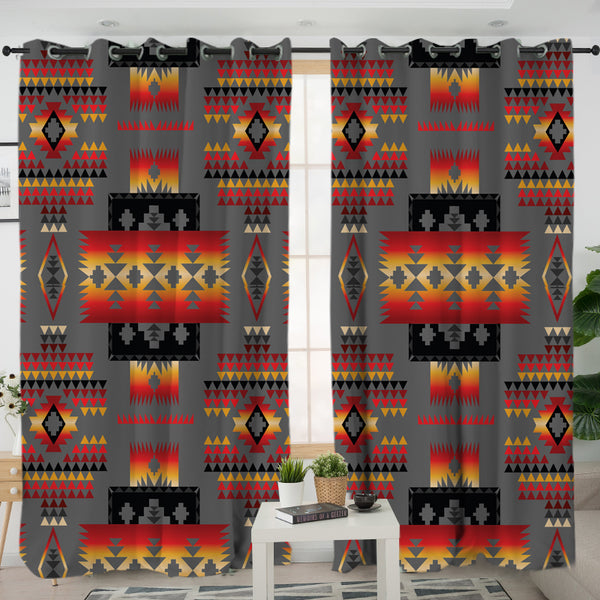 Gray Pattern Native Living Room Curtain