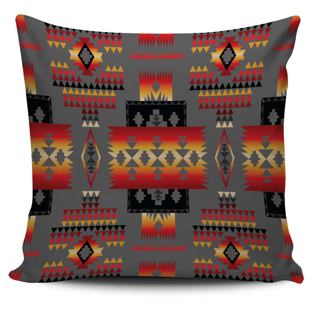 Gray Tribe Pattern Native American Pillow Cover