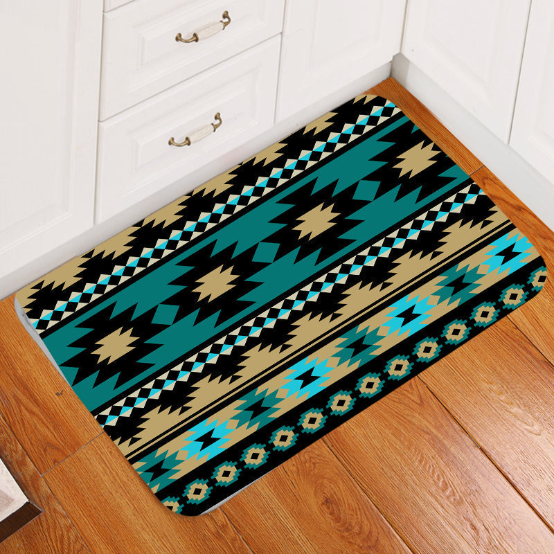 Green Ethnic Aztec Pattern Doormat
