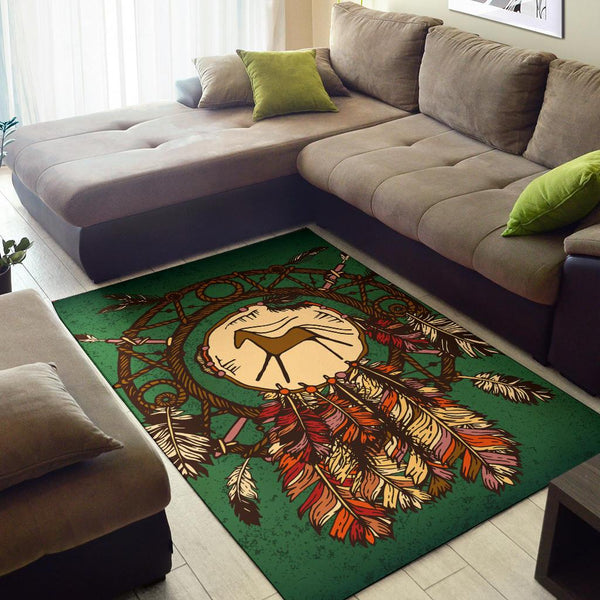 Green Horse Native American Pride Area Rug