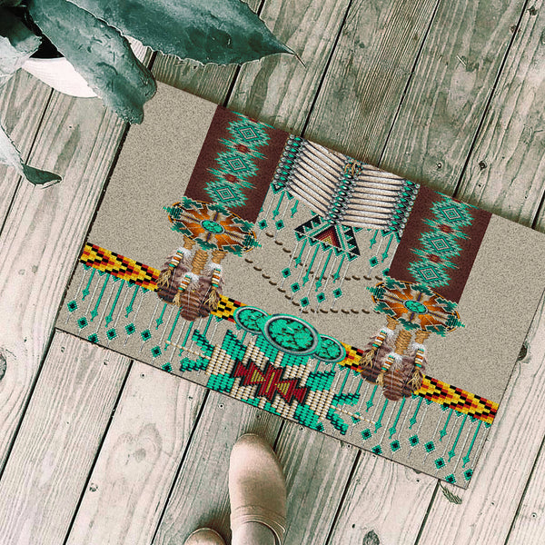 Green Pattern Breastplate Native Doormat