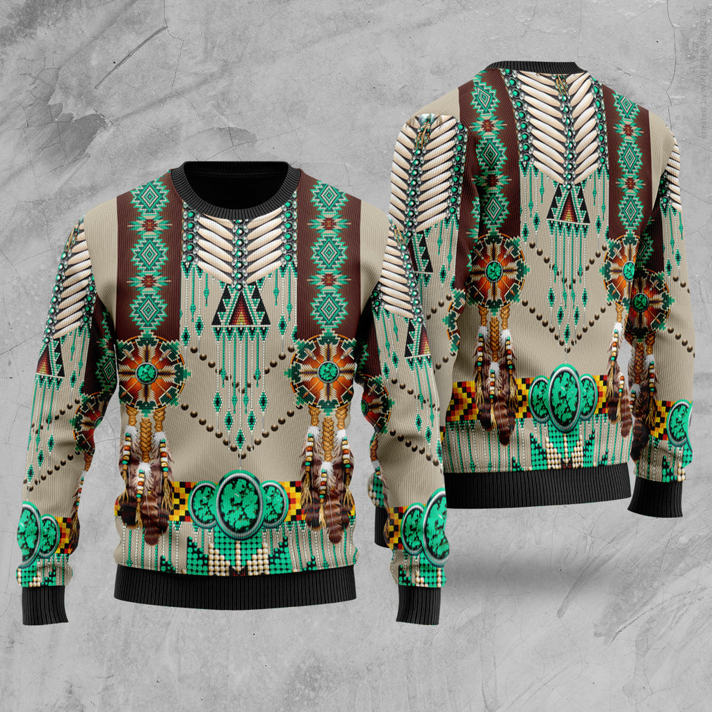 Green Pattern Breastplate Sweater
