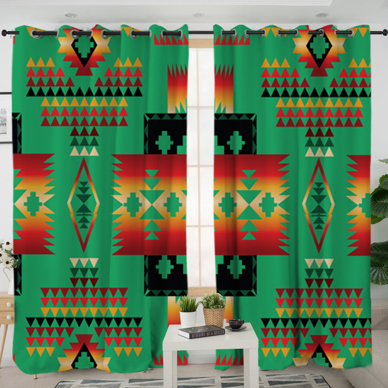 Green Pattern Native Living Room Curtain