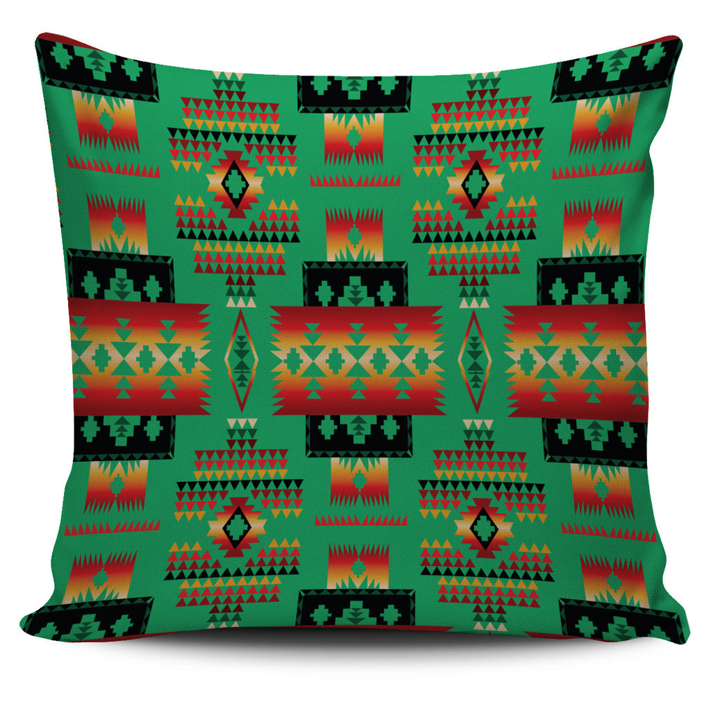 Green Tribe Pattern Native American Pillow Cover