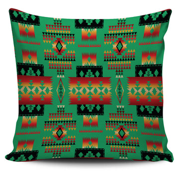 Green Tribe Pattern Native American Pillow Cover