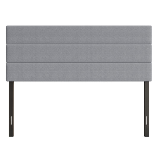 Home Design Etta Full Upholstered Headboard with Channel Tufting and Foam Padding, Gray, Easy assembly