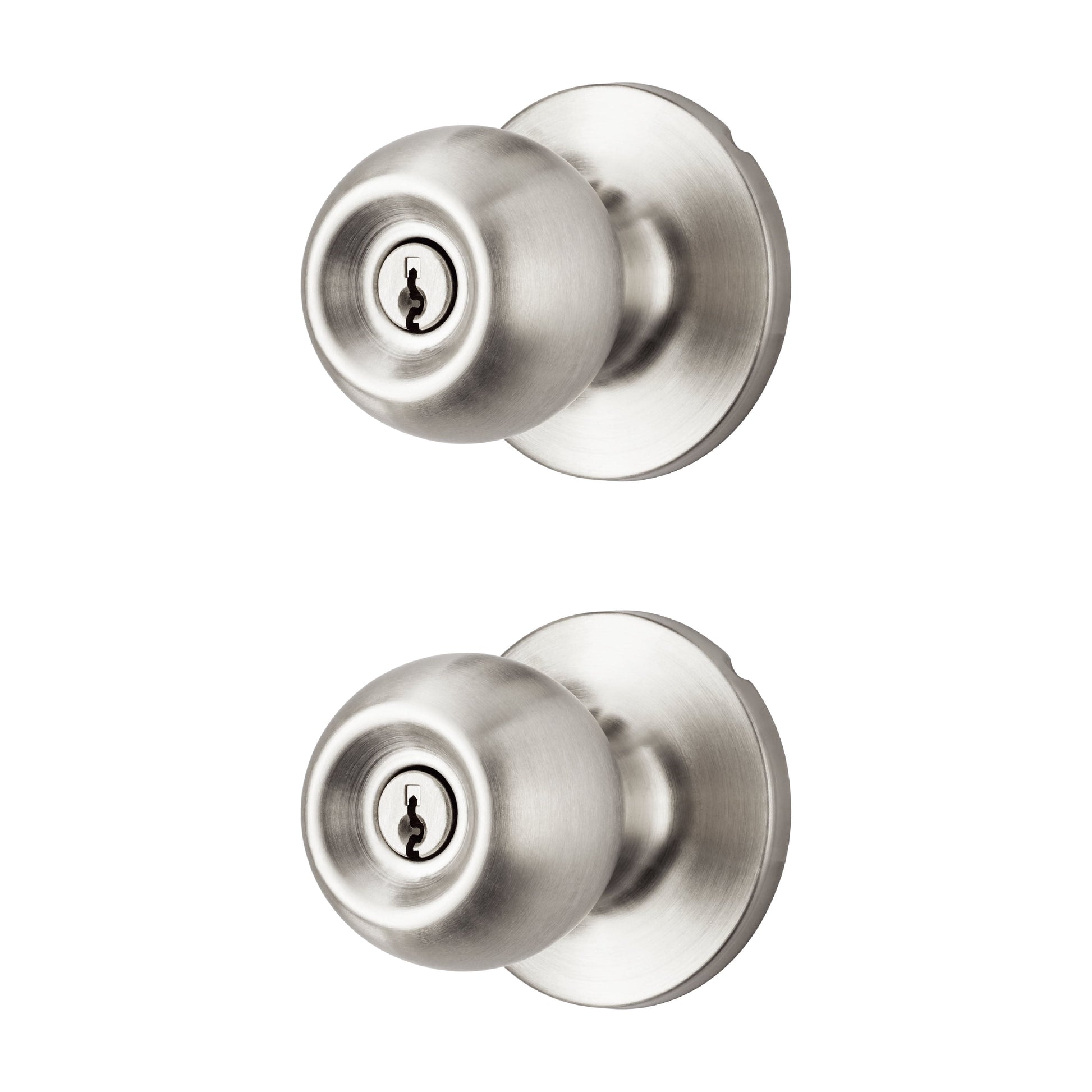 Hyper Tough Keyed Entry Ball Lock Doorknobs with Stainless Steel Finish, Twin Pack