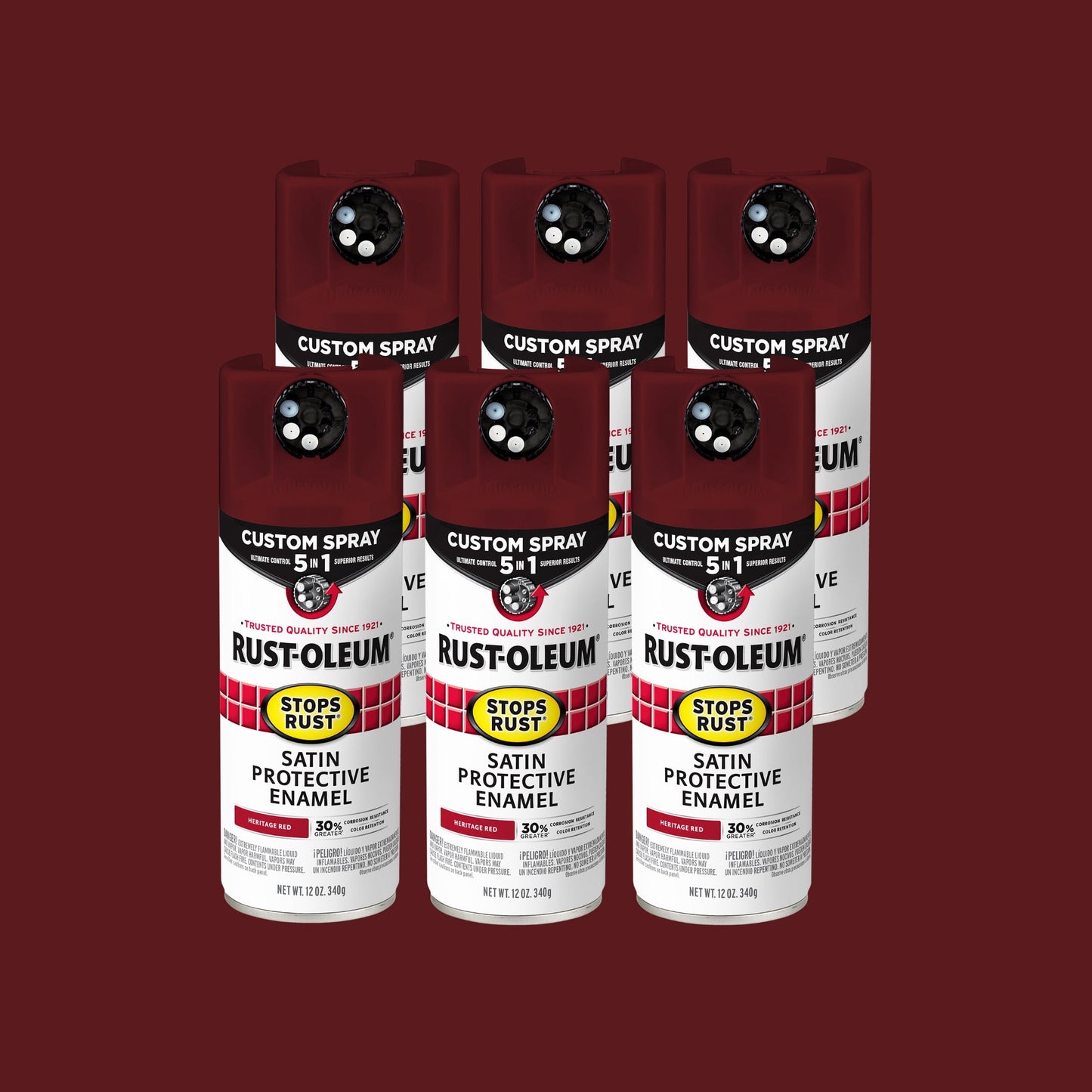 (3 pack) Ink Black, Rust-Oleum Stops Rust Custom Sprays 5 in 1 Gloss Spray Paint-380397, 12 oz