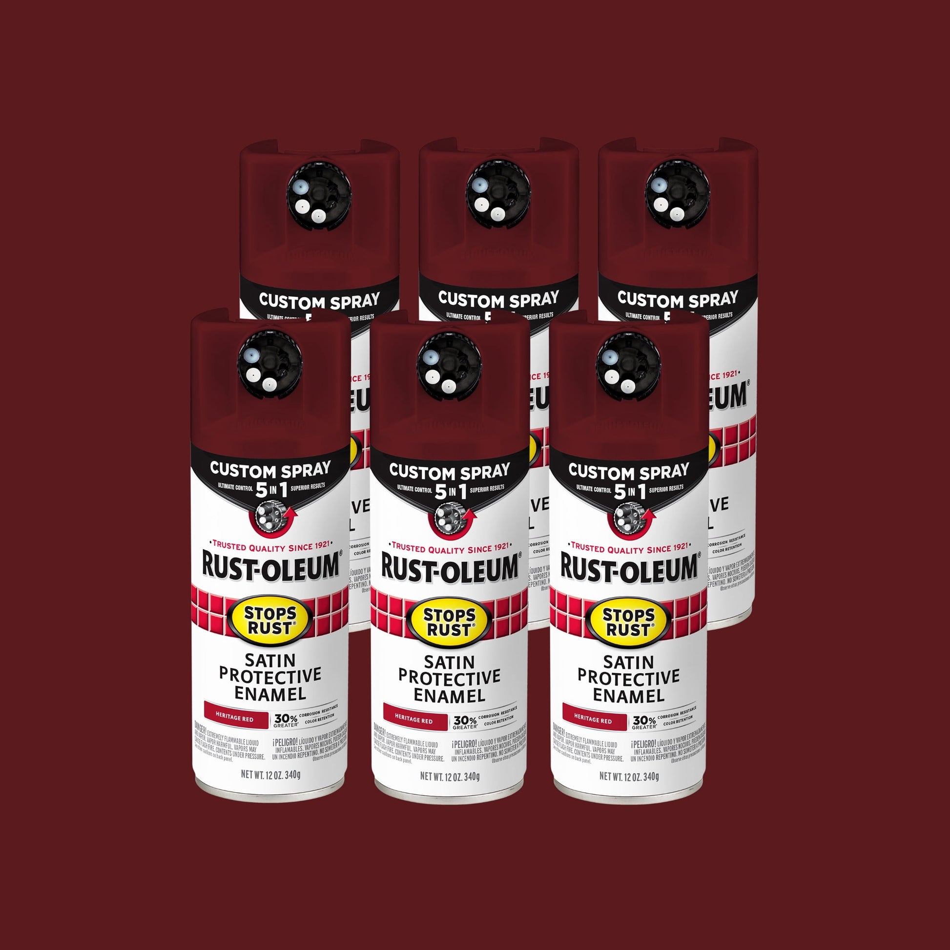 (3 pack) Ink Black, Rust-Oleum Stops Rust Custom Sprays 5 in 1 Gloss Spray Paint-380397, 12 oz