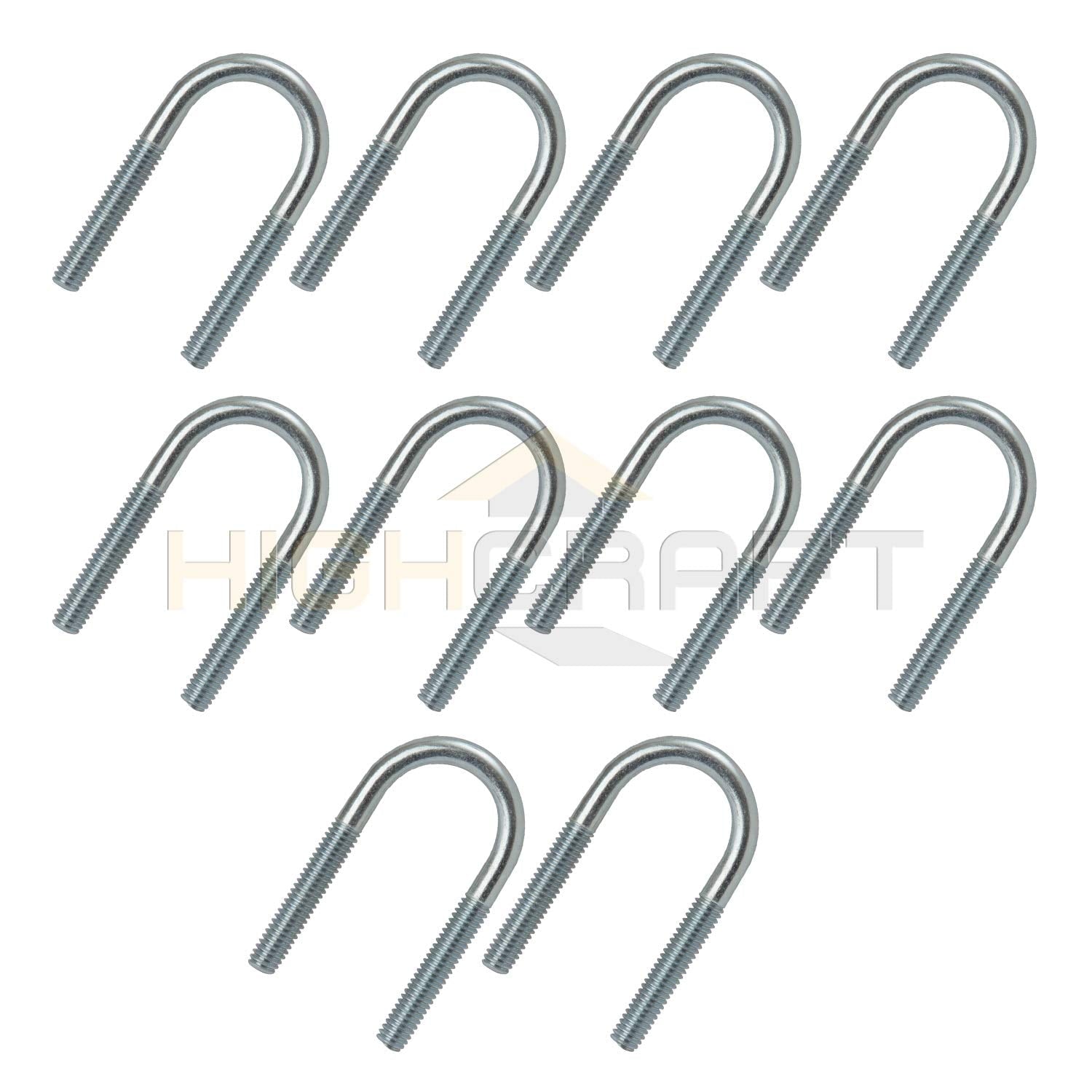 Highcraft 6 in. Light Duty Galvanized Steel U-Bolt Pipe Clamp with Hex Nuts (10-Pack)
