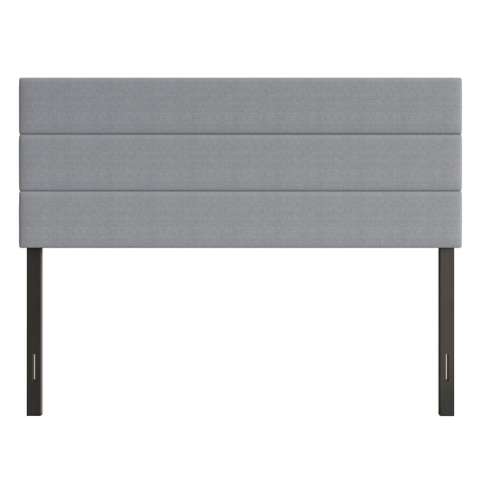 Home Design Etta King Upholstered Headboard with Channel Tufting and Foam Padding, Gray, Easy assembly