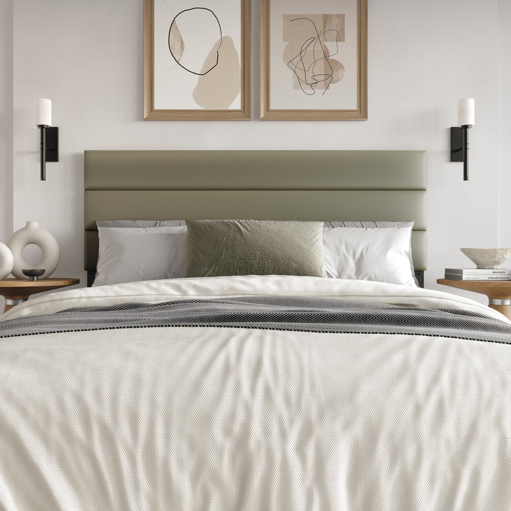 Home Design Scranton Full Upholstered Headboard with Padded Surface and Soft Fabric, Silver, Easy Assembly