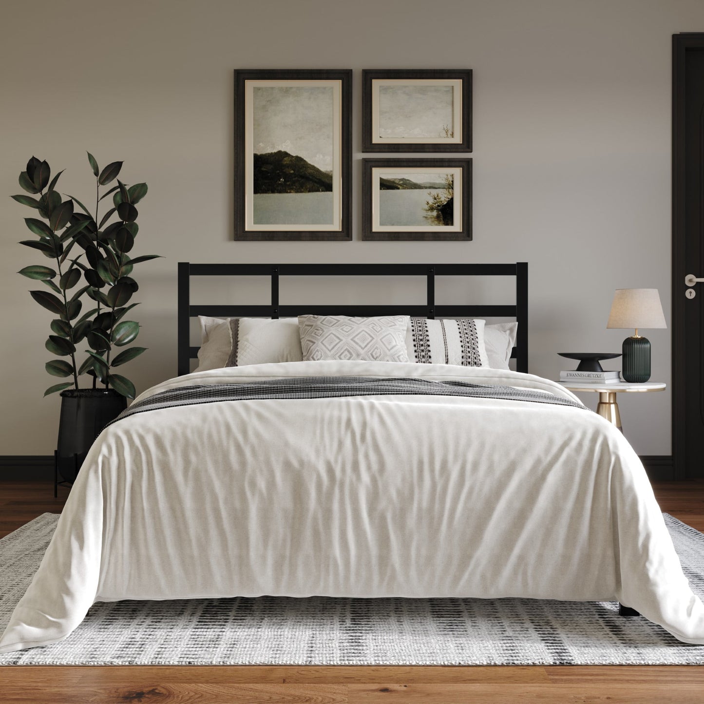 Home Design Sumter Twin Metal Bed Frame with Sturdy Slats and Under-Bed Storage for Adult, Black, Easy Assembly