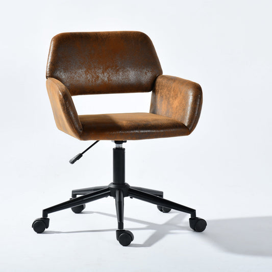 Homy Casa Swivel Office Chair, Adjustable Rolling Desk Chair for Meeting, Vanity or Meeting, Brown