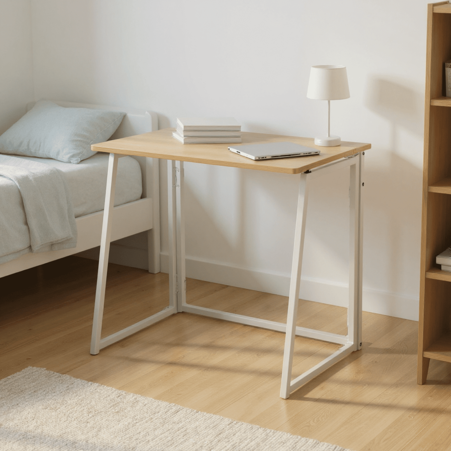 Homy Casa Folding Writing Desk, 31in Portable Computer Desk for Small Space Home Office or Study, Oak