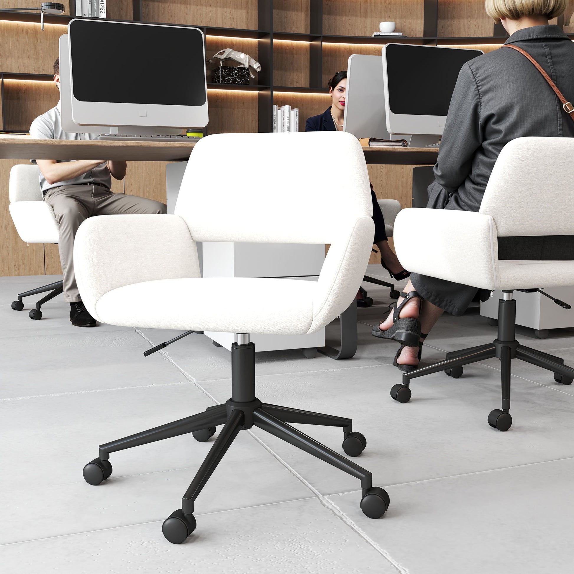 Homy Casa Reception Chair â€“ Modern Swivel Chair for Conference Waiting Room, Beige