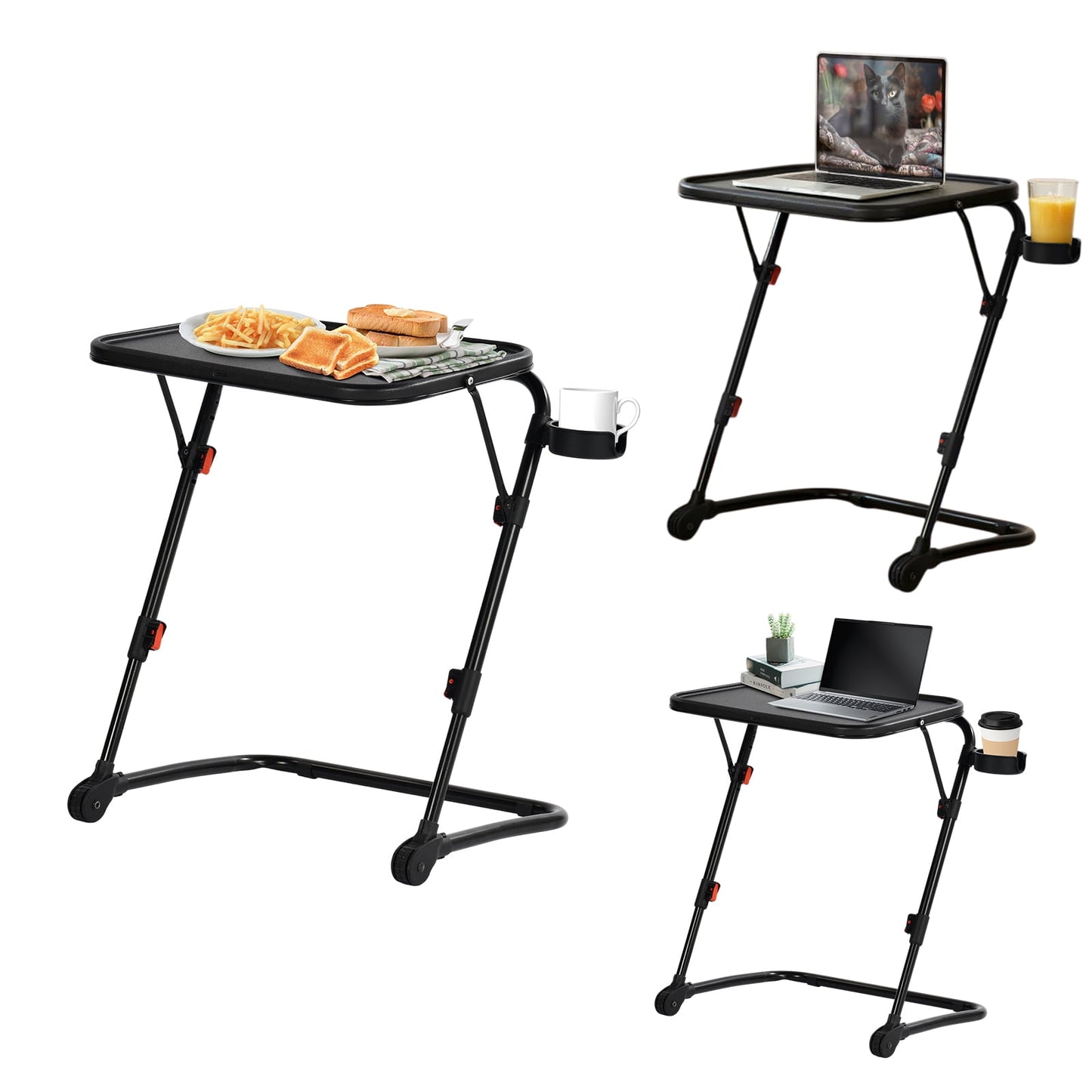 Homy Casa Juego de 2 Mesas Ajustables para TV, Bandeja de Cena Plegable PortÃ¡til para Cama, SofÃ¡ y Oficina