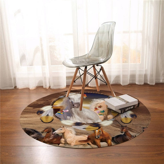 Horse DreamcatcherRound Carpet