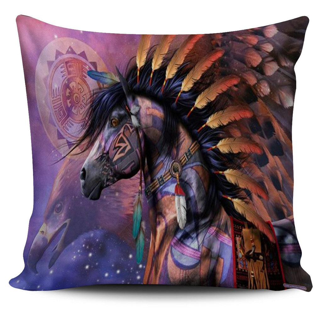 Horse Tribe Purple Native American Pillow Covers no link