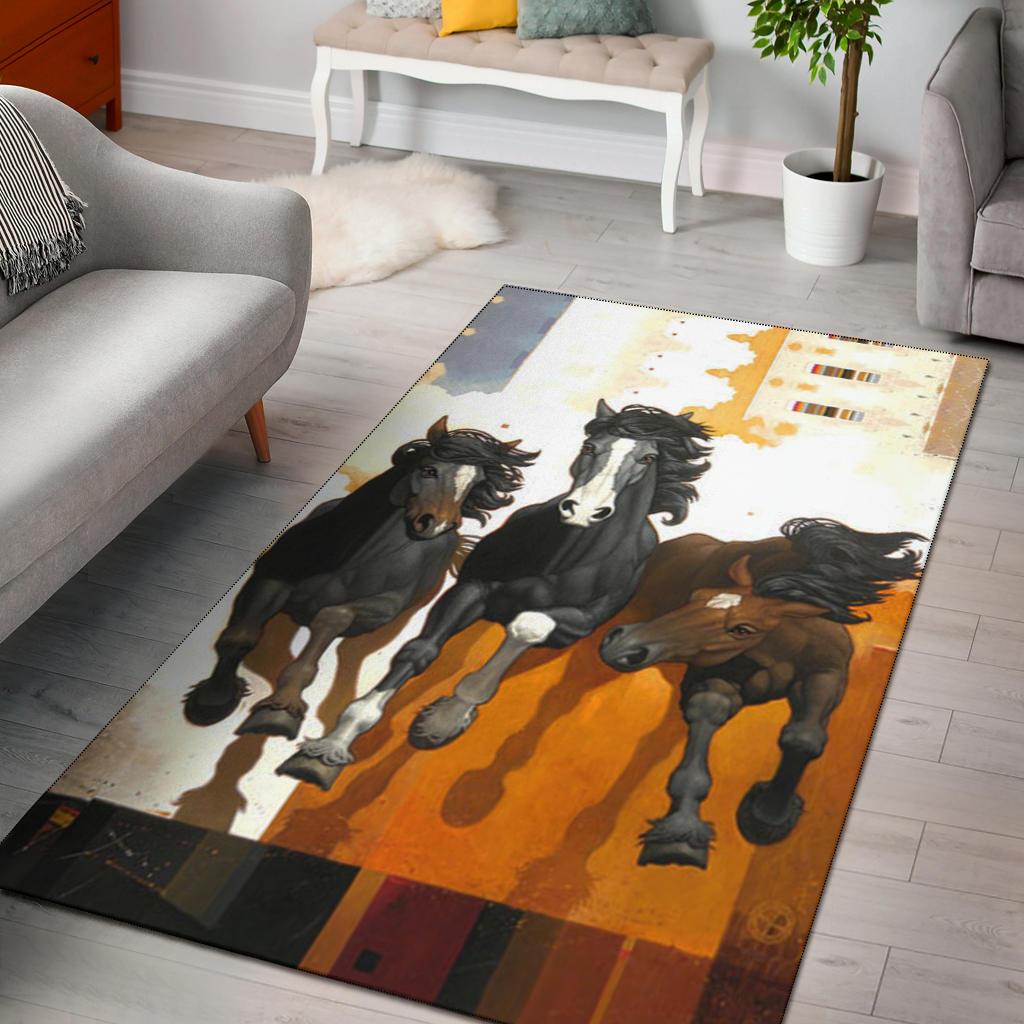 Horses Warrior Native American Pride Area Rug