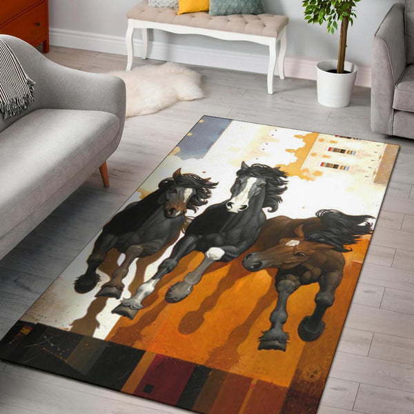 Horses Warrior Native American Pride Area Rug