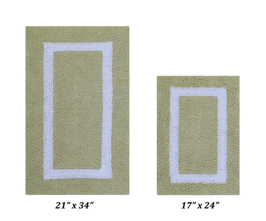 Better Trends 2 Piece Bathroom Rug Set 100% Cotton Bath Mat Extra Soft Tufted Machine Washable Water Absorbent, Reversible Bathroom, Laundry Room (17â€x24â€|21â€x34â€) Hotel Multi Collection - Sage/White