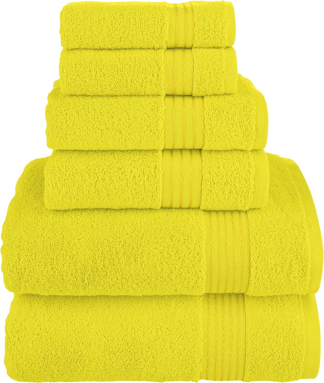 Juego de Toallas Turcas de Calidad Hotelera para BaÃ±o (Juego de Toallas de 6 Pzas), Amarillo