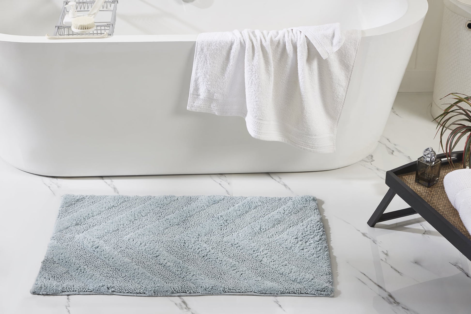 Better Trends 3 Piece Bathroom Rug Set 100% Cotton Extra Soft Tufted Bath Rug Water Absorbent Non-Slip Bath Mat Machine Washable (Blue) Hugo Collection