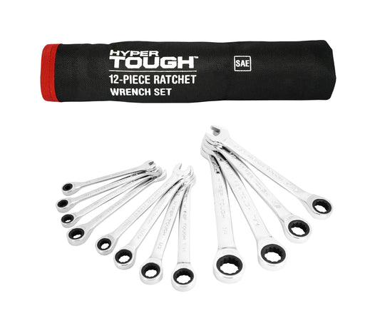 Hyper Tough 12-Piece SAE Ratcheting Wrench Tool Set