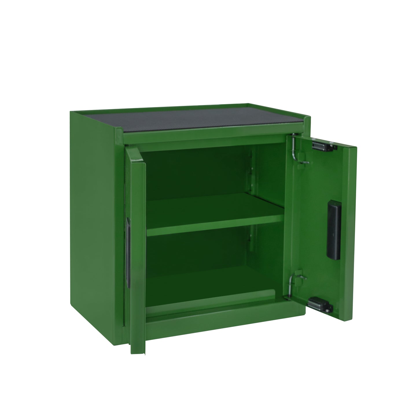 Hyper Tough Mini Tool Cabinet, 11.6-inch Steel Storage, WC Green, Double Doors, Non-Slip Top Mat