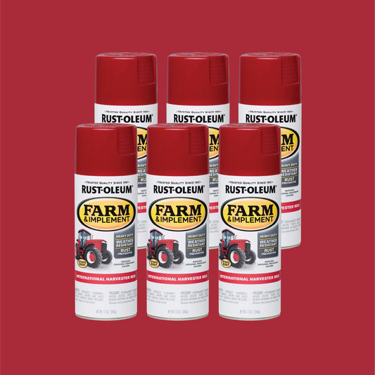6 Pack, International Harvester Red, Rust-Oleum Specialty Farm and Implement Gloss Spray Paint-280127, 12 oz